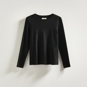 Reserved - Bavlněné tričko s dlouhými rukávy - Černý