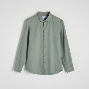 Reserved - Košile regular fit s vysokým podílem bavlny - Khaki