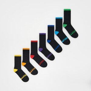 Reserved - Sada 7 párů ponožek s vysokým podílem bavlny - Černý