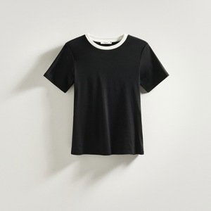 Reserved - Tričko s kontrastním lemováním - Černý