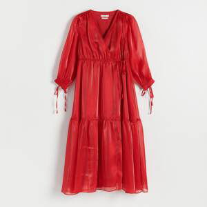 Reserved - Zavinovací šaty s vázáním - Červená