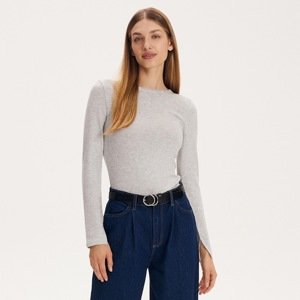 Reserved - Halenka slim fit s dlouhými rukávy - Světle šedá