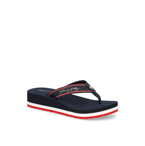 Tommy Hilfiger HILFIGER MID WEDGE BEACH SANDAL modrá