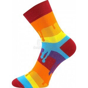 Dětské ponožky BOMA Jana Rozteklé pruhy vzor 36 červená Velikost: 35-38