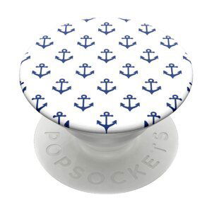 PopSockets PopGrip Gen.2, Anchors Away White, modré kotvičky na bílém podkladu