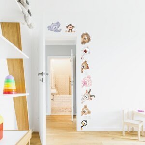 INSPIO samolepky na zeď - Zvířátka z dvora kolem dveří, samolepky pro deti N.1 - 9 ks od 14 do 29 cm doprava