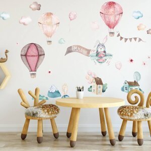 INSPIO dětské samolepky na zeď - Růžové samolepky balónů se jménem dítěte