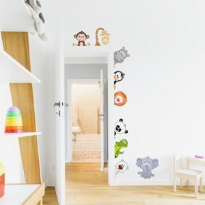 INSPIO dětské samolepky na zeď - Zvířátka ze ZOO kolem dveří N.1 - 9 ks od 14 do 29 cm doprava