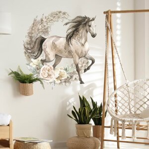 INSPIO samolepky na zeď - Hnědý kůň v boho stylu