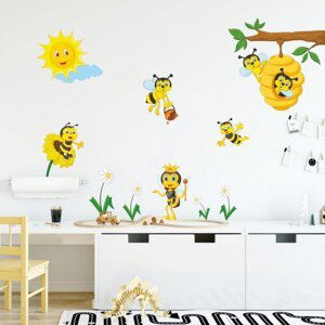 INSPIO dětské samolepky na zeď - Včelí království N.1 - 49x52cm+doplňky