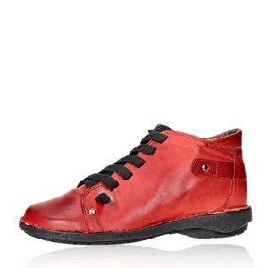 Creator dámské kožené kotníkové boty na zip - červené - 36
