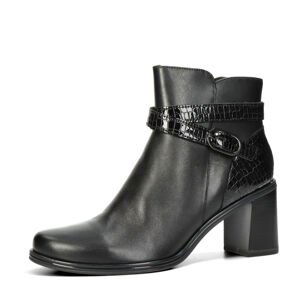 Tamaris dámské kožené kotníkové boty na zip - černé - 36
