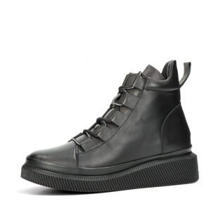ETIMEĒ dámské kožené kotníkové boty na zip - černé - 38