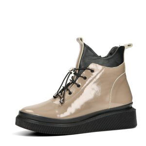 ETIMEĒ dámské kožené kotníkové boty na zip - béžovo hnedé - 38