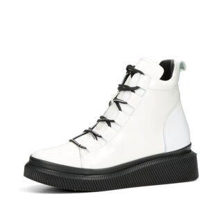 ETIMEĒ dámské kožené kotníkové boty na zip - bílé - 38
