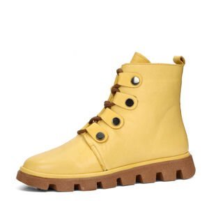 Robel dámské kožené kotníkové boty na zip - žluté - 37