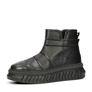 ETIMEĒ dámské kožené kotníkové boty na zip - černé - 38
