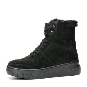 ETIMEĒ dámské semišové kotníkové boty s kožešinou - černé - 37