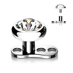 Šperky4U Kompletní microdermal piercing TITAN, 1,6mm, 4mm kámen - MD039-04