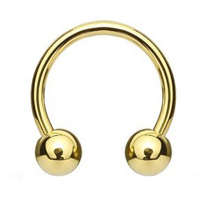 Šperky4U Piercing podkova, barva žluté zlato, rozměr 1,0 x 10 mm, kuličky 3 mm - PV1001GD-101033