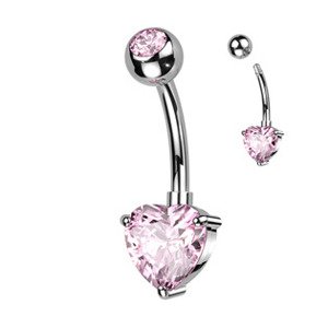 Šperky4U Piercing do pupíku se srdíčkem - WP0064-P