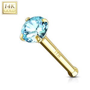 Šperky4U Zlatý piercing do nosu - tyrkysový zirkon, Au 585/1000 - ZL01126Q-YG