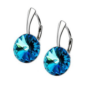 NUBIS® Stříbrné náušnice Crystals from Swarovski, Bermuda Blue - NBP140-BB