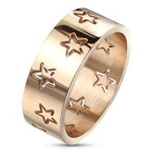Šperky4U Ocelový prsten s hvězdami zlacený - velikost 57 - OPR1765-57