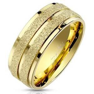 Šperky4U Pískovaný zlacený ocelový prsten - velikost 70 - OPR1772-70
