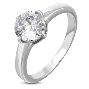 Šperky4U Ocelový prsten se zirkonem - velikost 50 - OPR1776-50