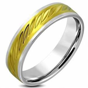 Šperky4U Ocelový prsten zlacený, šíře 6 mm - velikost 57 - OPR1808-6-57