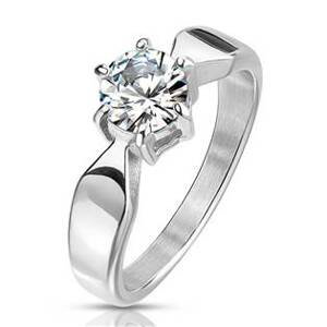 Šperky4U Ocelový prsten se zirkonem - velikost 59 - OPR1773-59