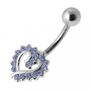 Šperky4U Stříbrný piercing do pupíku srdíčko - BP01026-TZ