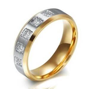 Šperky4U OPR1830 Dámský zlacený ocelový prsten - velikost 57 - OPR1830-D-57