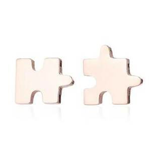 Šperky4U Zlacené ocelové náušnice PUZZLE - OPN1042-RD