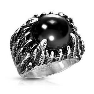 Šperky4U Pánský ocelový prsten s černým kamenem - velikost 60 - OPR0126-60