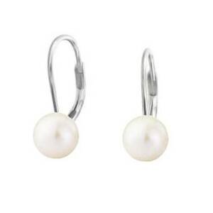 NUBIS® Stříbrné perlové náušnice - bílé perly 8 mm - NBP1016