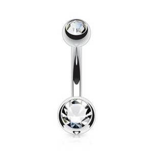 Šperky4U Piercing do pupíku - banánek malý 1,6 x 8 mm, CRYSTAL - BS1006-C