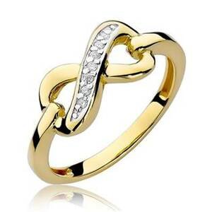 NUBIS® Zlatý prsten nekonečno s diamanty - velikost 52 - W-285GW-52