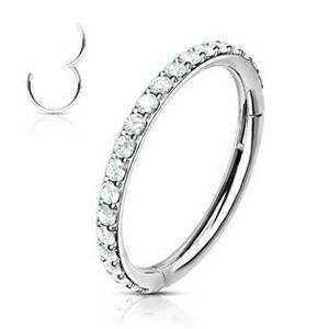 Šperky4U Piercing segment kruh s čirými kamínky - K1041-C
