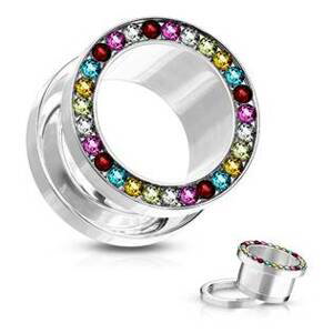 Šperky4U Tunel do ucha s různobarevnými zirkony, průměr 3 mm - TN01010-05A