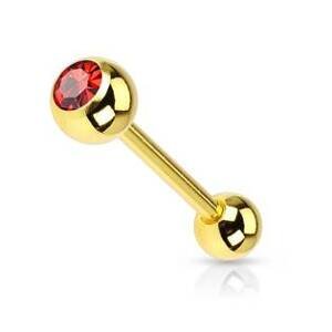 Šperky4U Pozlacený piercing do jazyku - kamínek - PJ01030-R