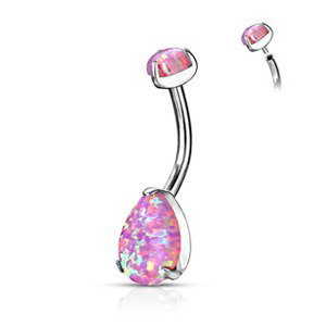 Šperky4U Piercing do pupíku - TITAN, růžový opál - TIT1122-OP22