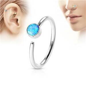 Šperky4U Piercing do nosu/ucha kruh, opál modrý - N0036-OP05
