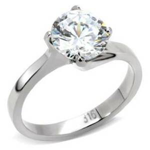 Šperky4U Ocelový prsten se zirkonem - velikost 49 - AL-0011-49