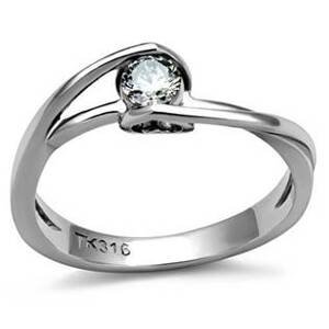 Šperky4U Ocelový prsten se zirkonem - velikost 49 - AL-0025-50