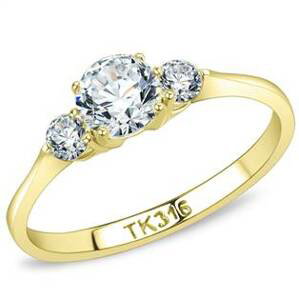 Šperky4U Zlacený ocelový prsten se zirkony - velikost 55 - AL-0046-55