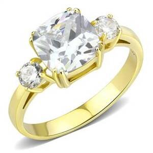 Šperky4U Zlacený ocelový prsten se zirkony - velikost 62 - AL-0049-62