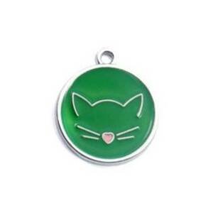 Šperky4U Kulatá Kočičí známka - kočička - PZ019-G