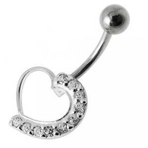 Šperky4U Stříbrný piercing do pupíku - srdce - BP01031-C